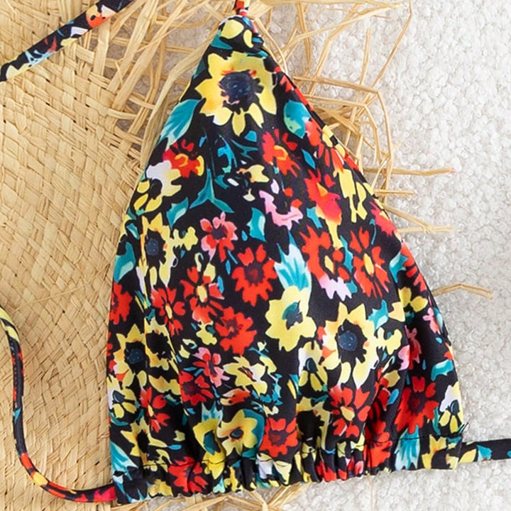 Dame triangel-bikini med legende blomsterdesign Skovae