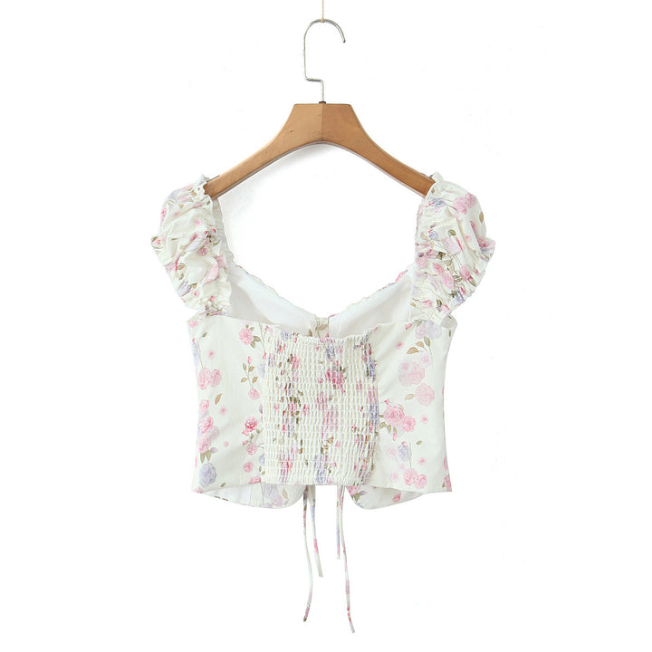 Dame Crop-Top med afslappede flæsedetaljer og justerbar snøre Stilla