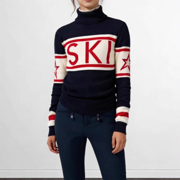 Dame sporty sweater med høj krave og trendy ski design Stilla