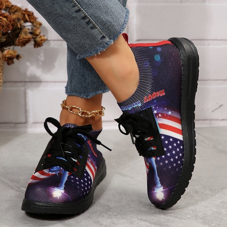 Dame Sporty Sneakers med blomsterprint og elastisk design Stilla
