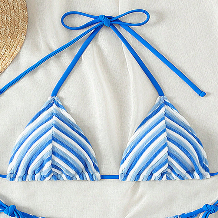 Dame Triangel-Bikini med stribet, blødt materiale Skovae