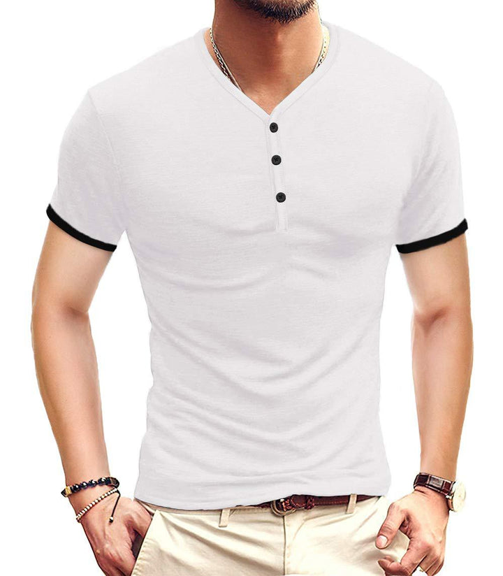 Herrer kortærmet Henley-shirt med kontrasterende accenter Stilla