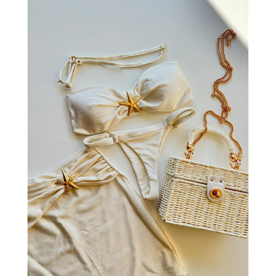 Dame Bandeau-bikini med individuelt design og glitrende stjerneaccentuer Stilla