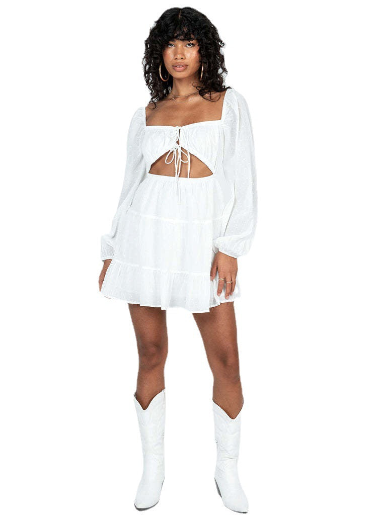 Dame luftig minikjole med cut-out og ruffles detaljer Skovae