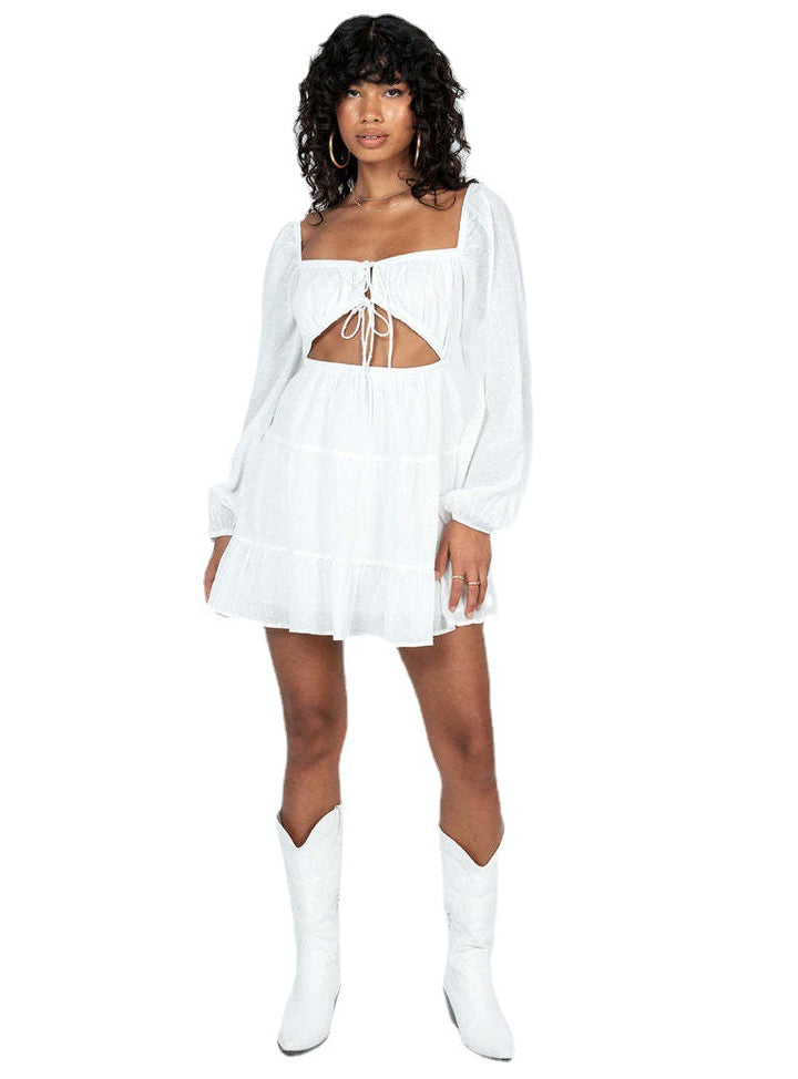 Dame luftig minikjole med cut-out og ruffles detaljer Skovae