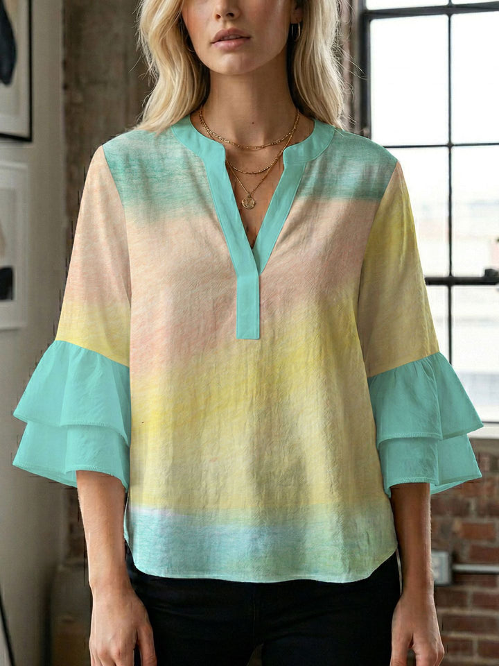 Damebluse med smukt blomstermotiv Skovae