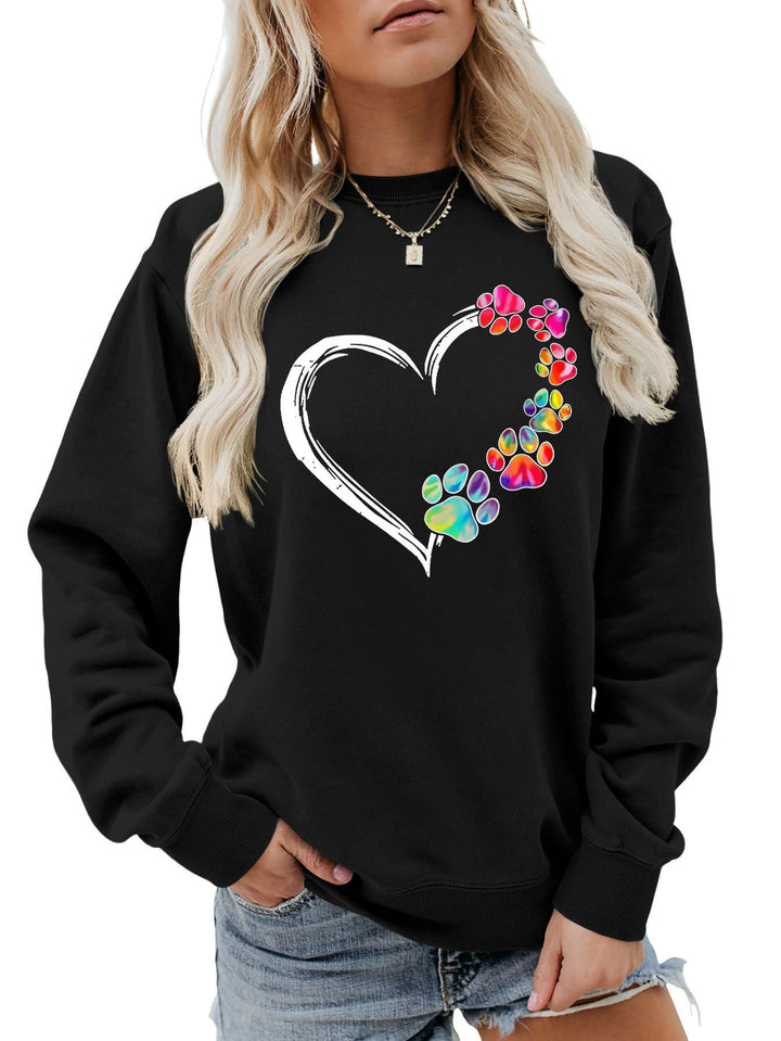 Kvinders sweatshirt med kreativ pote hjerte design Stilla