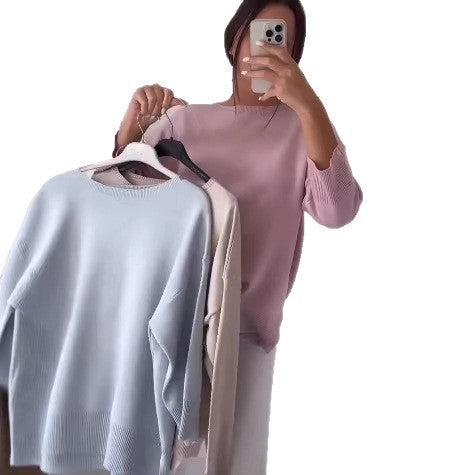 Kvinders Casual Oversized Sweater med Asymmetrisk Snit og Knapdetaljer Skovae