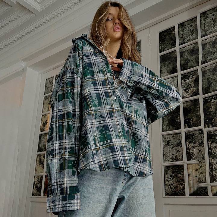 Dame Oversized Karo Skjorte Stilla