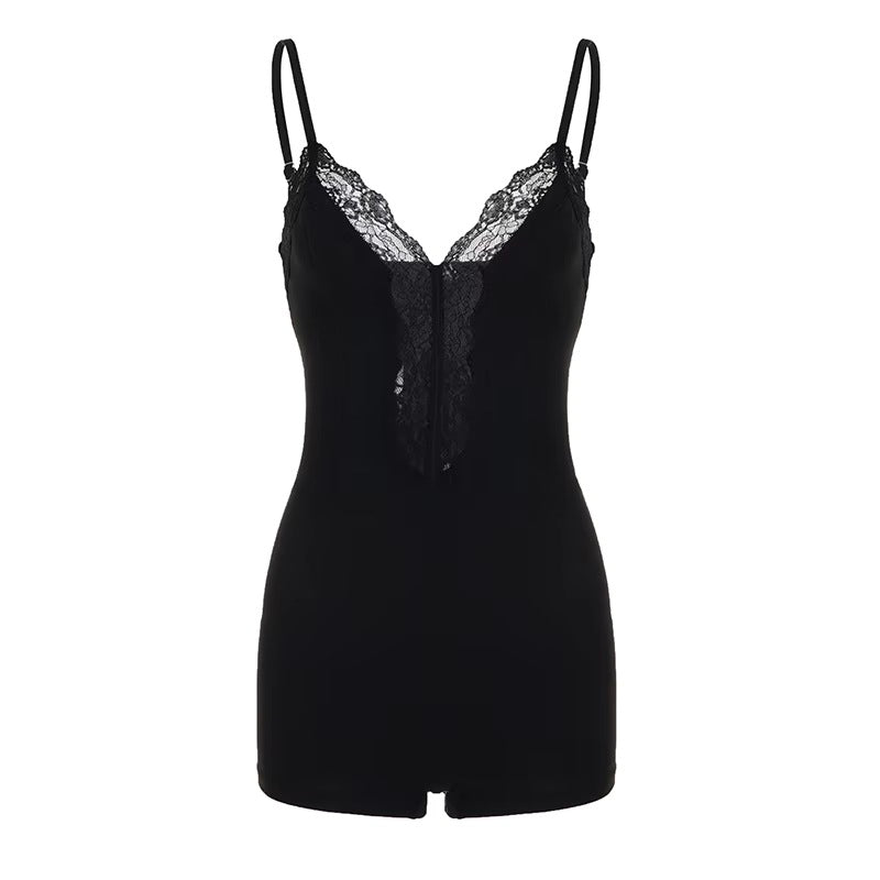 Dame nattskjorte bodysuit med raffineret spidsdetalje Skovae