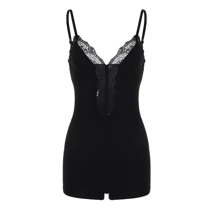 Dame nattskjorte bodysuit med raffineret spidsdetalje Skovae