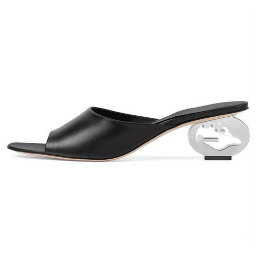 Femme Open-Toe Mules med skulpturel hældesign Stilla
