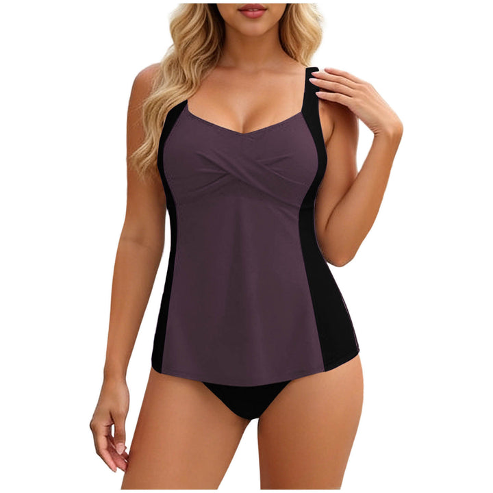 Dame tankini med elegant indpakningsdesign og figurskabende indsatser Skovae