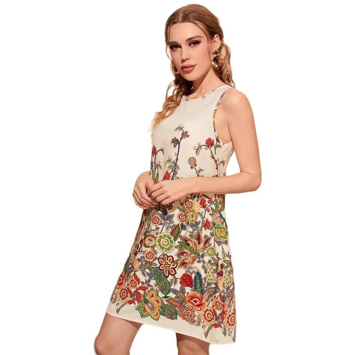 Dame blomsterprint A-linie mini kjole Stilla