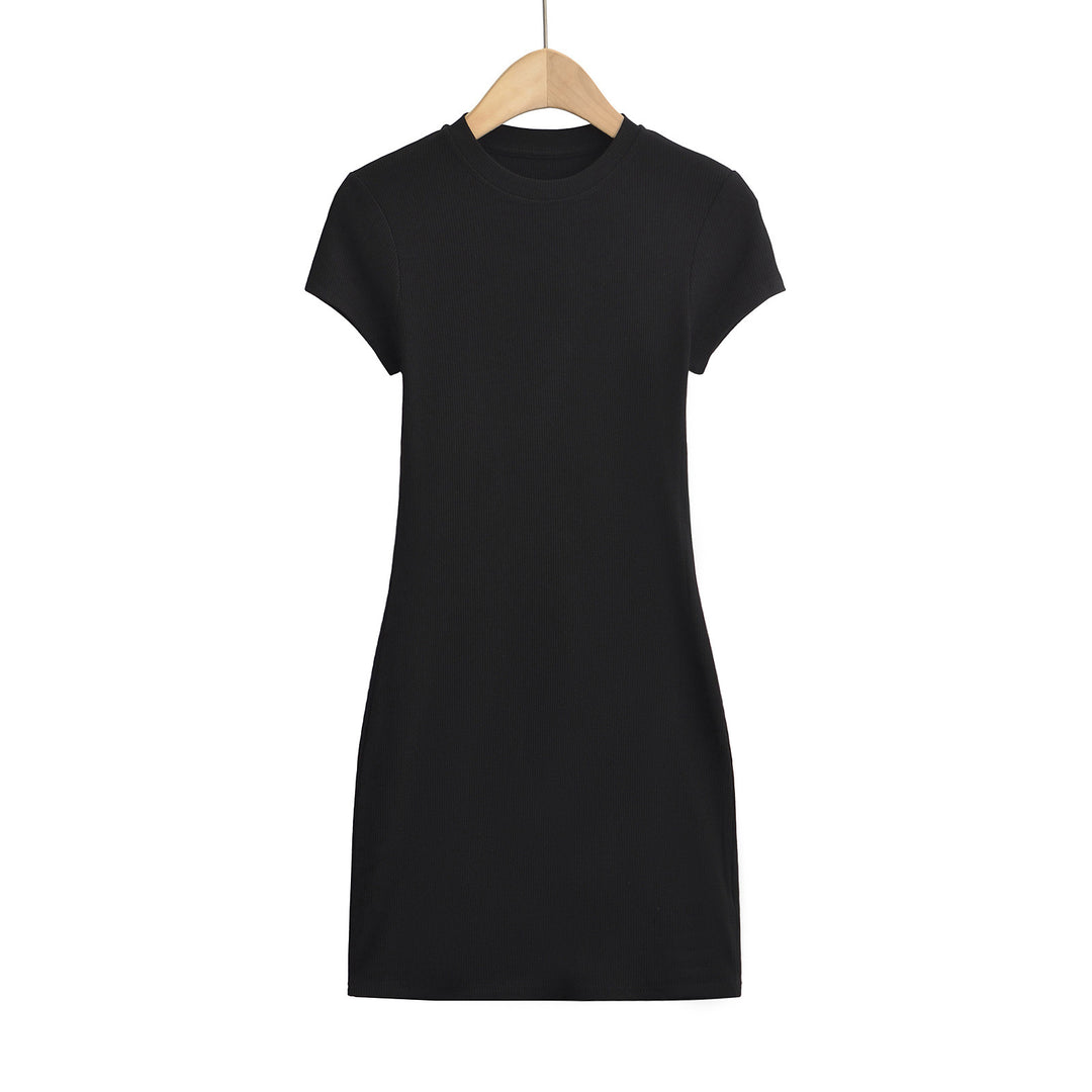 Dame figursyet T-shirt kjole lavet af kvalitets stretchmateriale med kort ærme Stilla