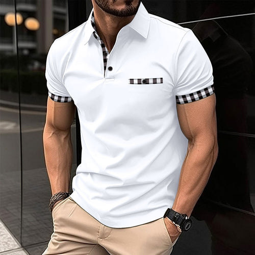 Herrer Poloshirt med moderne ternet mønster Stilla