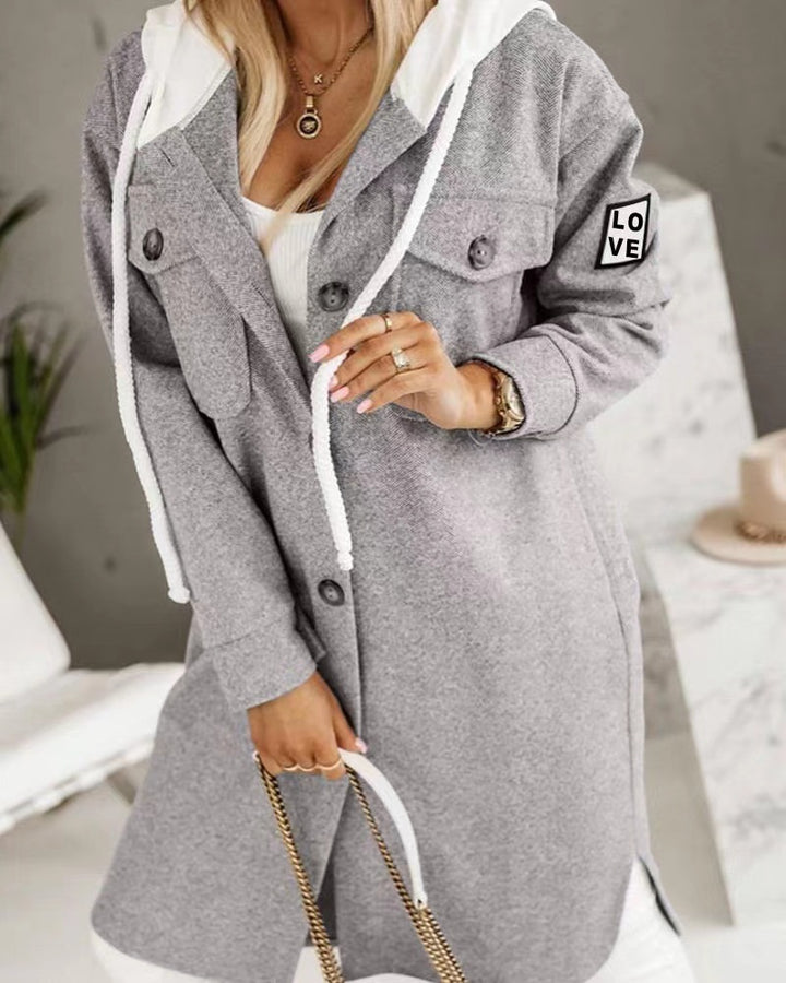 Kvindernes Oversized Hoodie Jakke med Stilfulde Knapdetaljer og Lommer Stilla