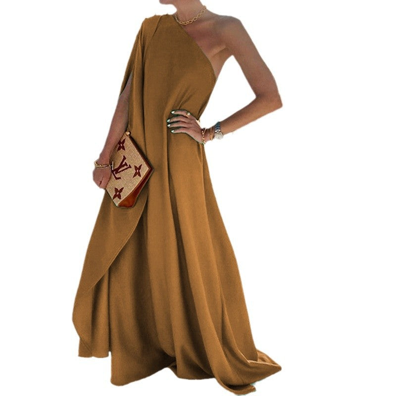 Dame asymmetrisk draperet aftenkjole Stilla