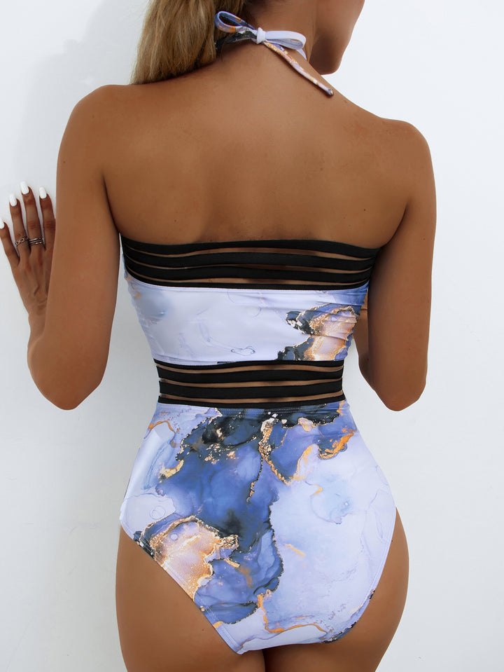 Dame High-Waist Badedragt med elegante striber og moderne accenter Stilla