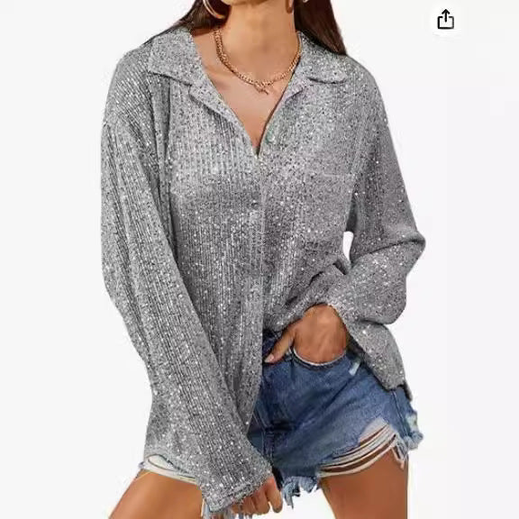 Dame Mode Bluse med Glimmer og løs pasform Stilla
