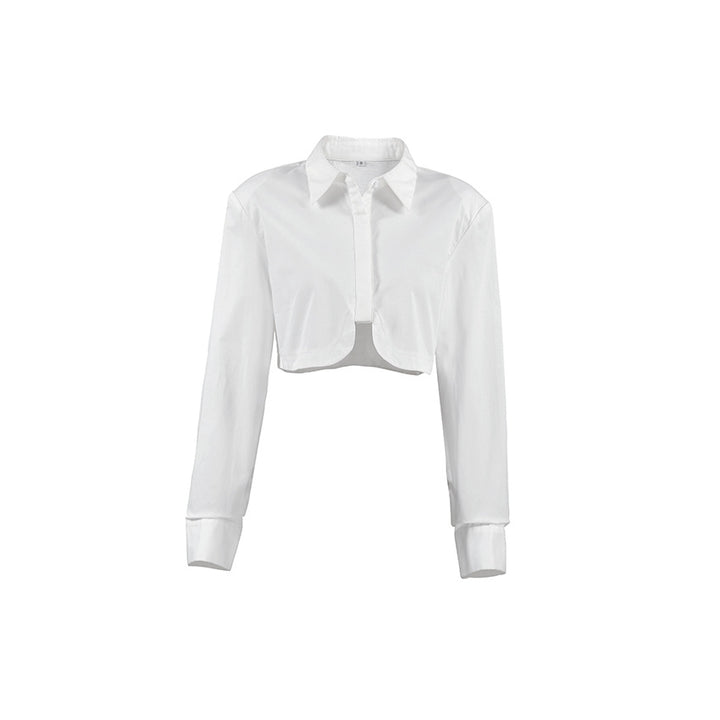 Dame Trendy cropped Bluse med overskudte skuldre Stilla