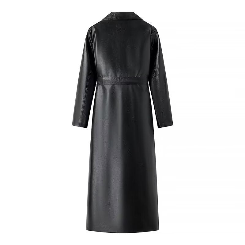Dame Kunstlæder-Trenchcoat med moderne snit og elegante detaljer Stilla