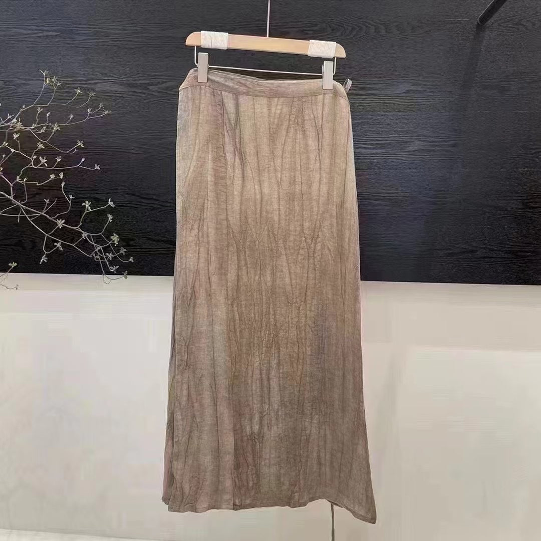 Femme Faltenmaxi-nederdel med struktureret finish Stilla