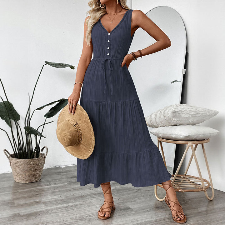 Kvinde Justerbart Bindebælte Trappemaxikjole Stilla