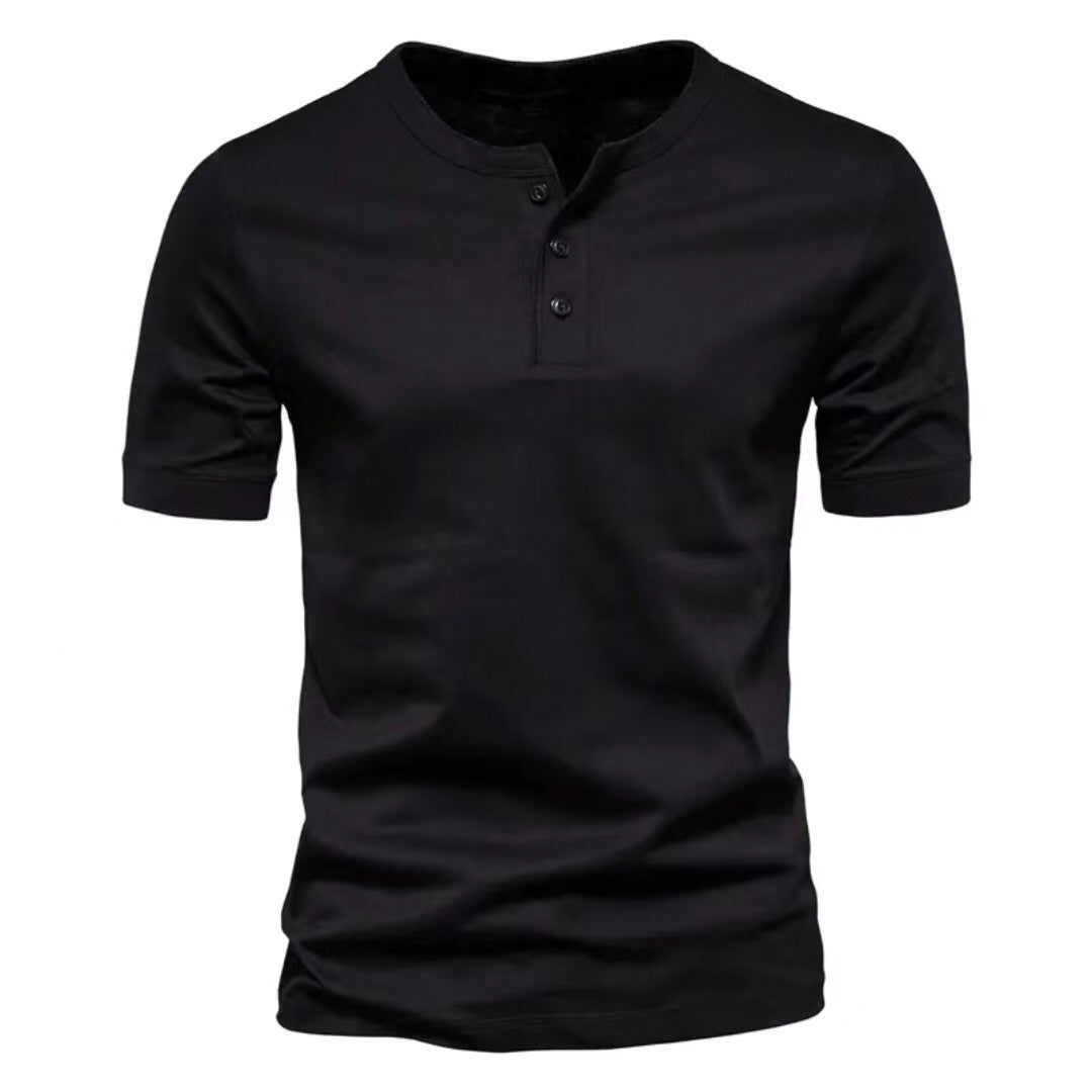 Herrer Korte Ærmer Henley T-Shirt lavet af åndbart bomuldsblanding Stilla