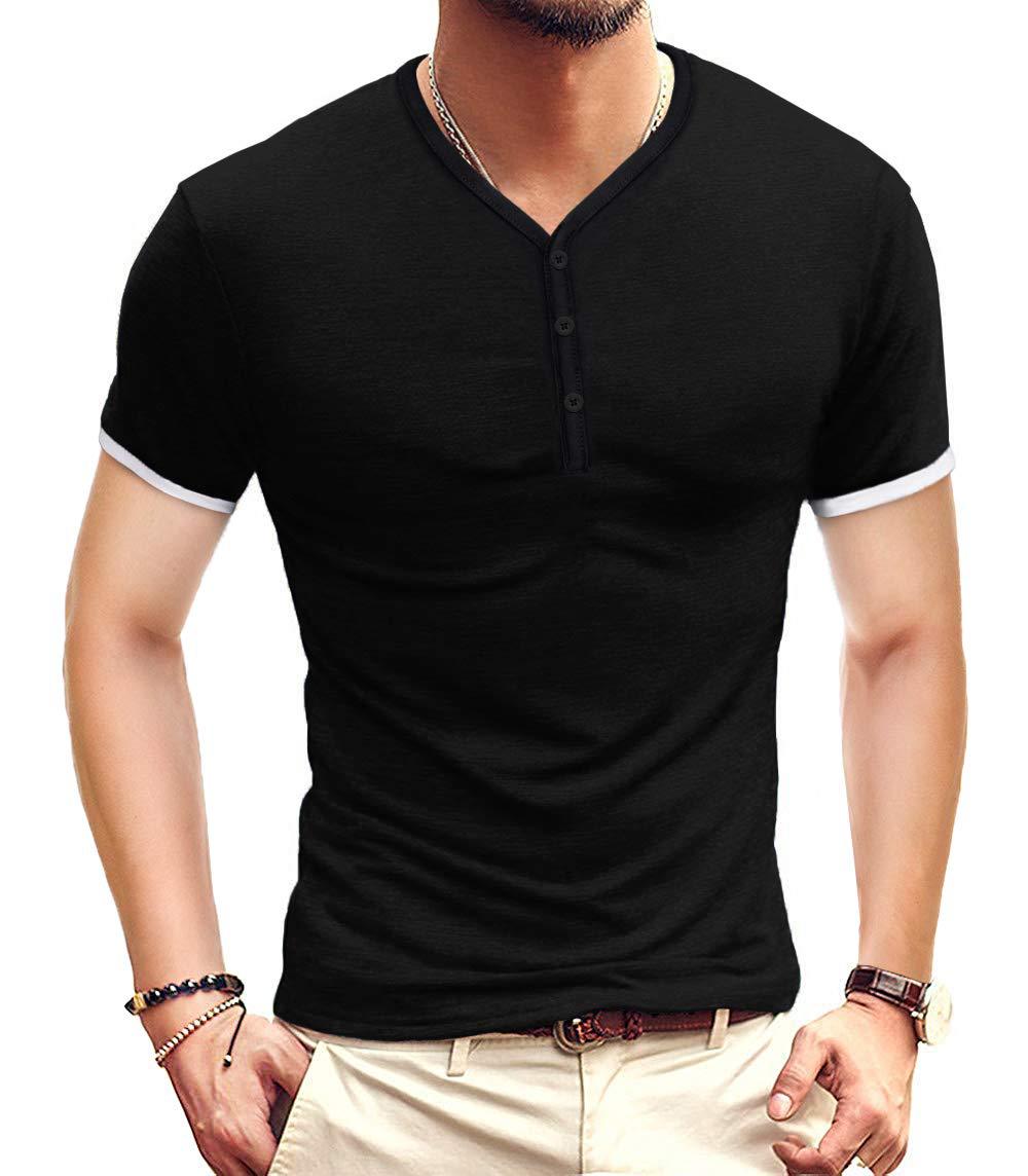Herrer kortærmet Henley-shirt med kontrasterende accenter Stilla