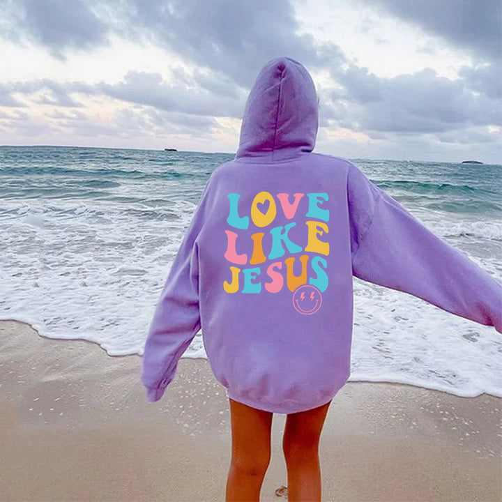 Kvindernes Oversized Hoodie med Farverig Print Skovae