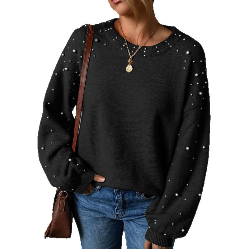 Dame strik sweater med perle detaljer Stilla