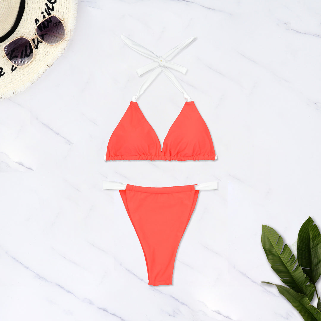 Dame triangel-bikini med justerbare stropper og elastisk bånd Skovae