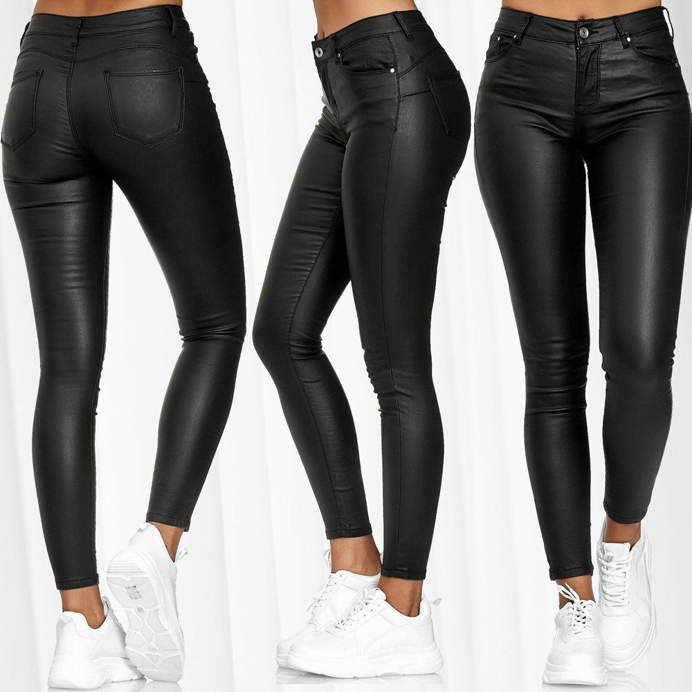 Dame Højt opdraget Kunstlæder-Leggings Stilla