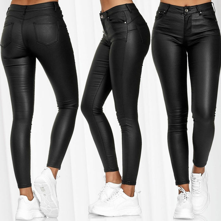 Dame Højt opdraget Kunstlæder-Leggings Stilla