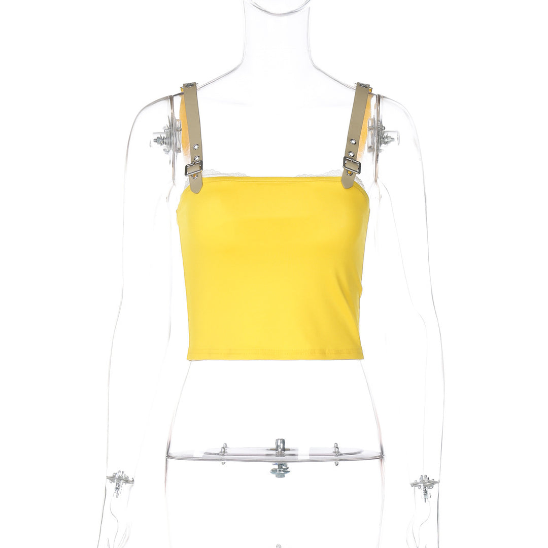 Dame Mode Crop-Top med dekorative skulderremme og materiale af høj kvalitet Stilla