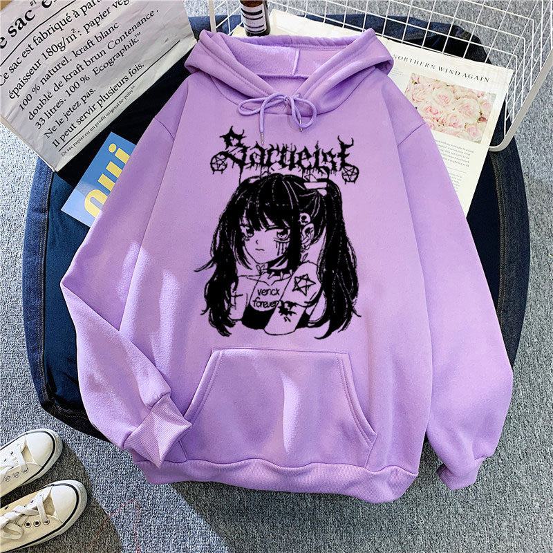Kvinders hætte sweatshirt med unikt kunstnerisk grafisk design Skovae