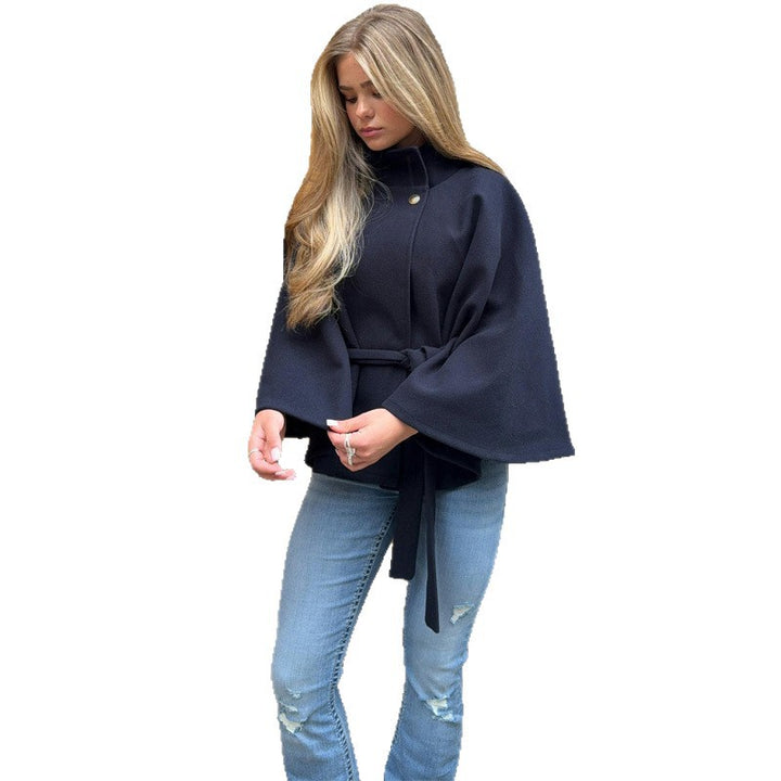 Damerne fashionable wrap coat med bælte og brede ærmer Stilla