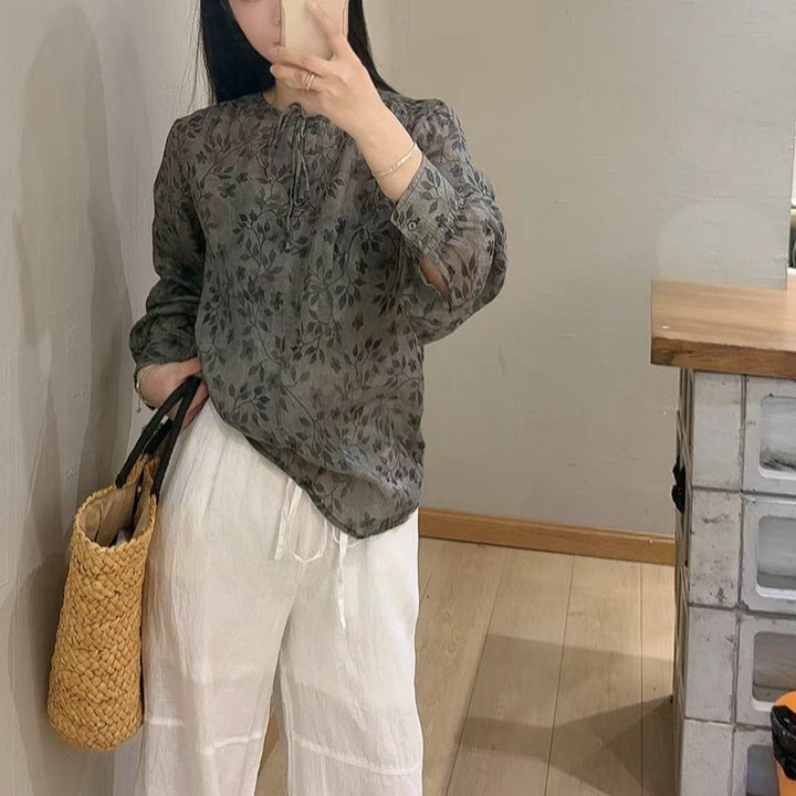 Femme Let blomstret trykt bluse Stilla