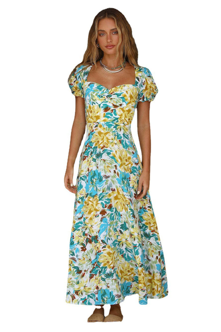 Dame Maxikjole med floral design Stilla