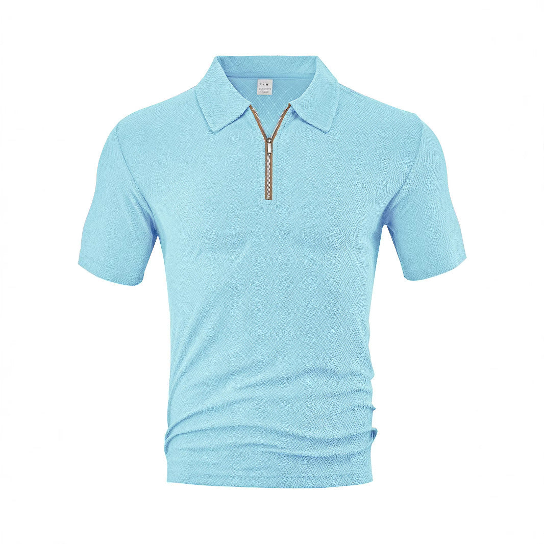 Herrer Polo-Shirt med elegant lynlås og struktureret design Stilla