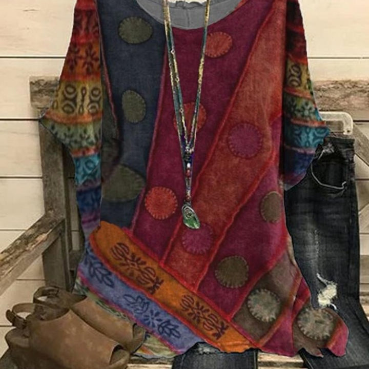 Dame Bohemian Trykt Løs-Fit Bluse Stilla