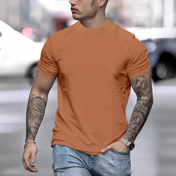 Herren mode T-shirt med struktureret skulderparti Stilla