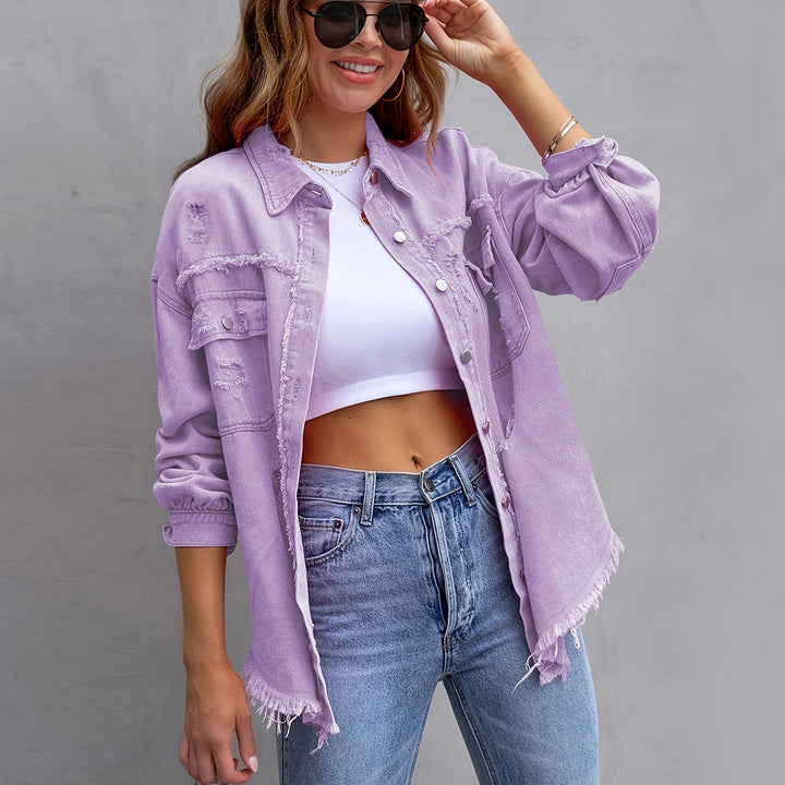 Femme Distressed Overdimensioneret Denim Shacket Stilla