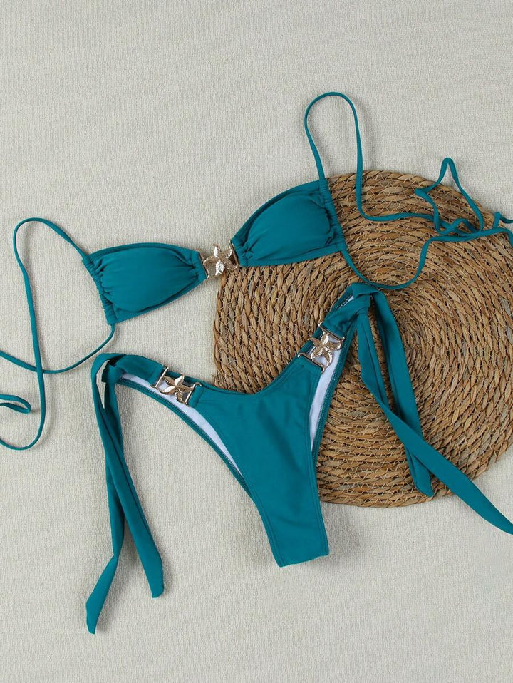 Dame bikini sæt med justerbare stropper og glamorøse dekorative detaljer Skovae