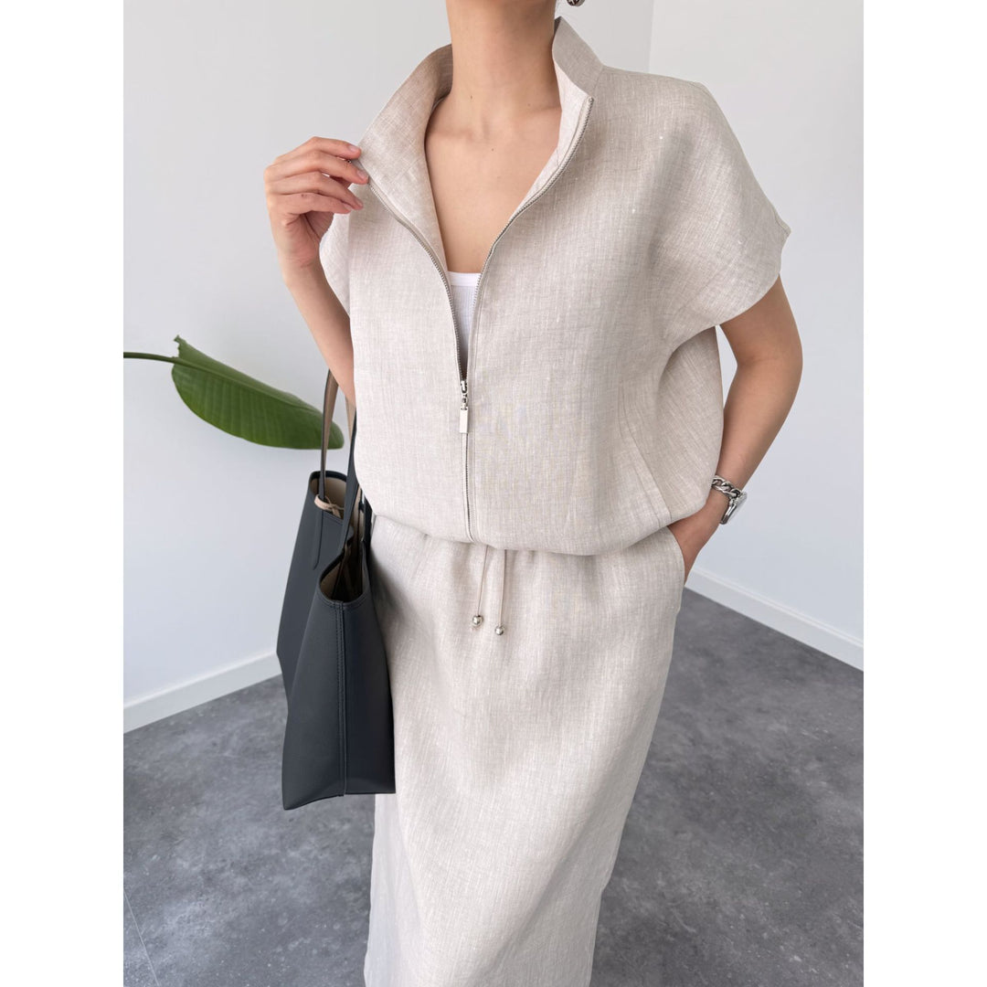 Dame stilfuld Zip-Up Midi-Kjole Stilla