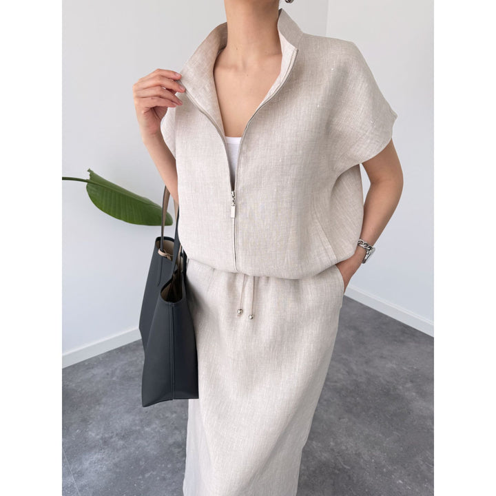 Dame stilfuld Zip-Up Midi-Kjole Stilla