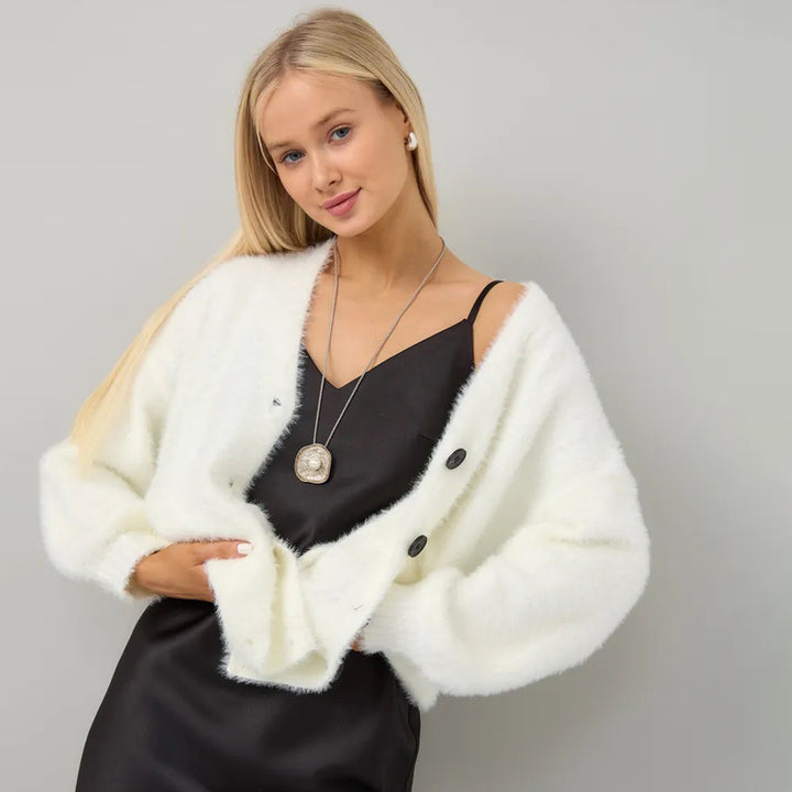 Femme Oversize Knapper Fuzzy Strik cardigan Stilla