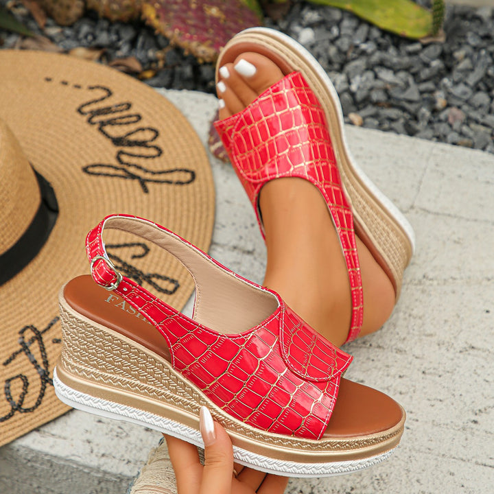 Dame Wedge-sandaler med raffineret krokodillelæder-design og skridsikker sål Stilla