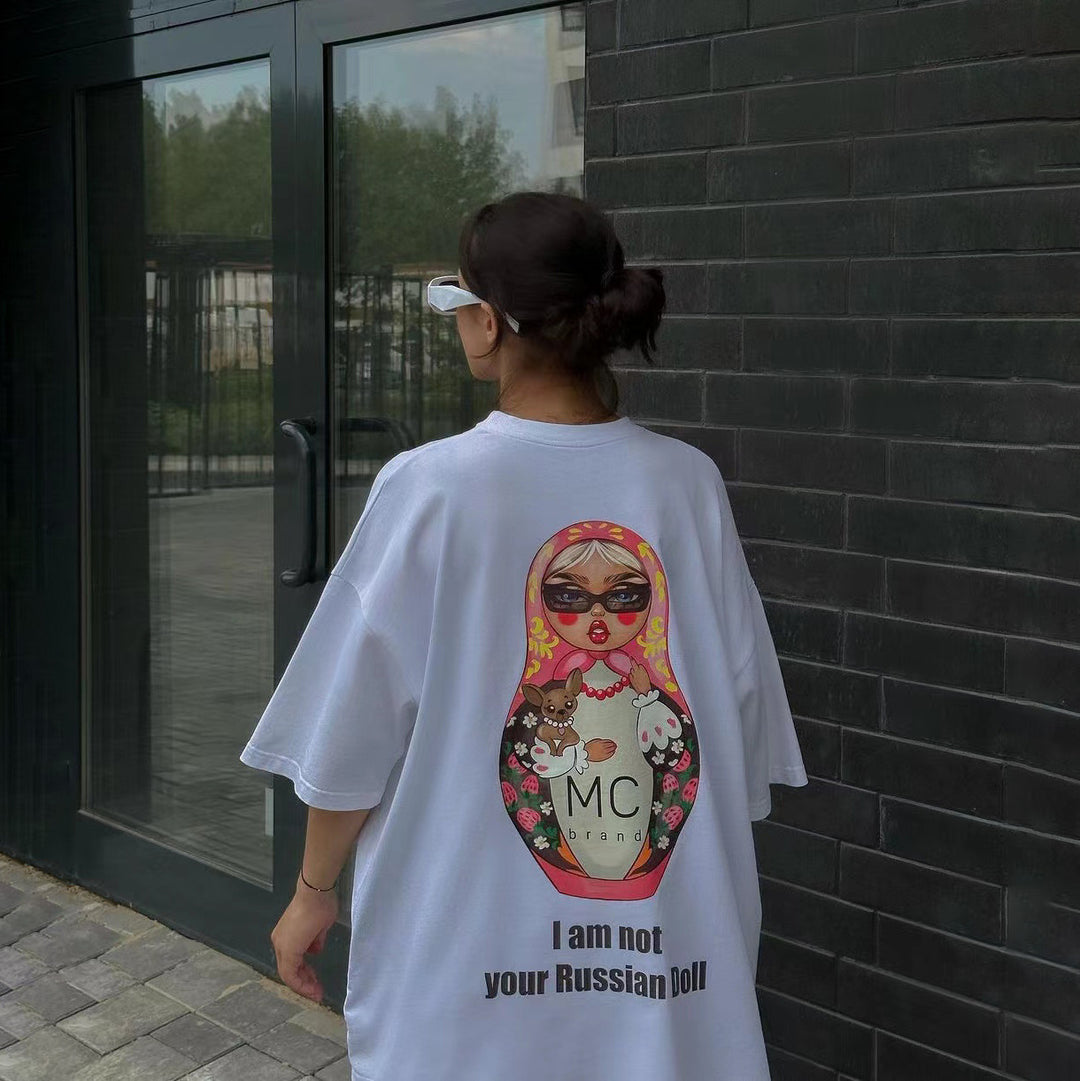 Kvindernes kreative oversized T-shirt med funky grafisk print Stilla
